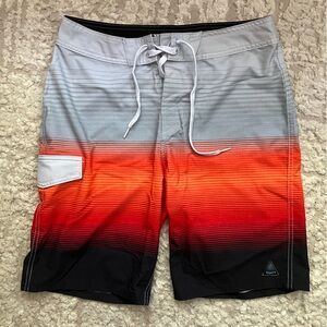 Trinity Mens Multicolor Gray & Orange Drawstring Velcro Swim Board Short Size 30